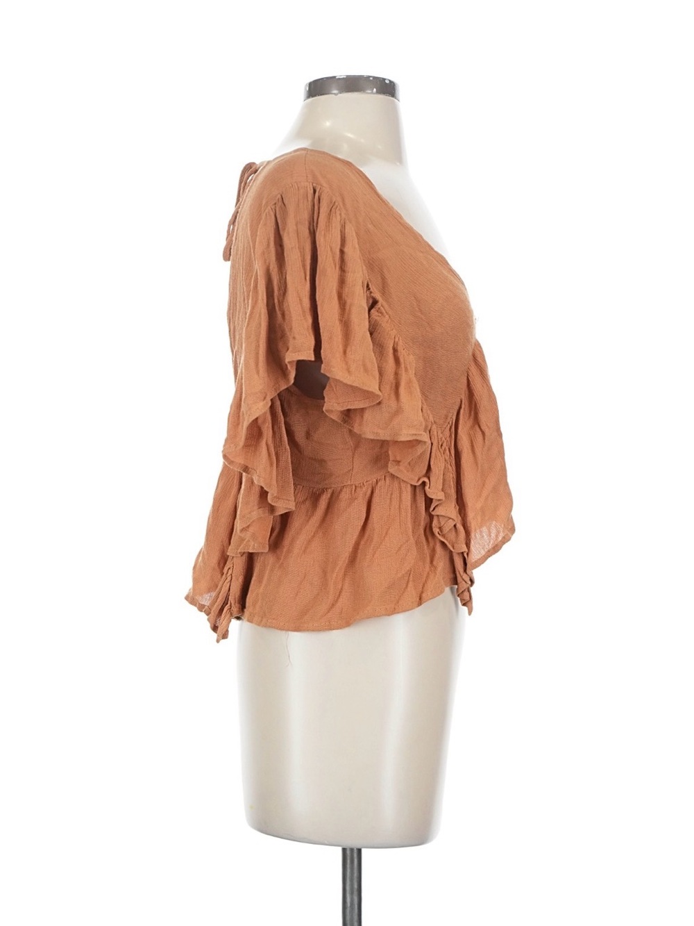 ILLA ILLA Rust Boho Ruffle Button Front Top | Open Back - Picture 3 of 7